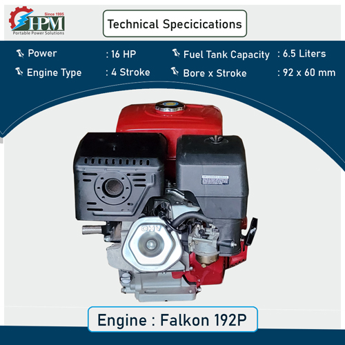 15 HP Engine , with Recoil Start / Electric Start & Petrol Run. Multipurpose. Model Falkon GE-192P, 